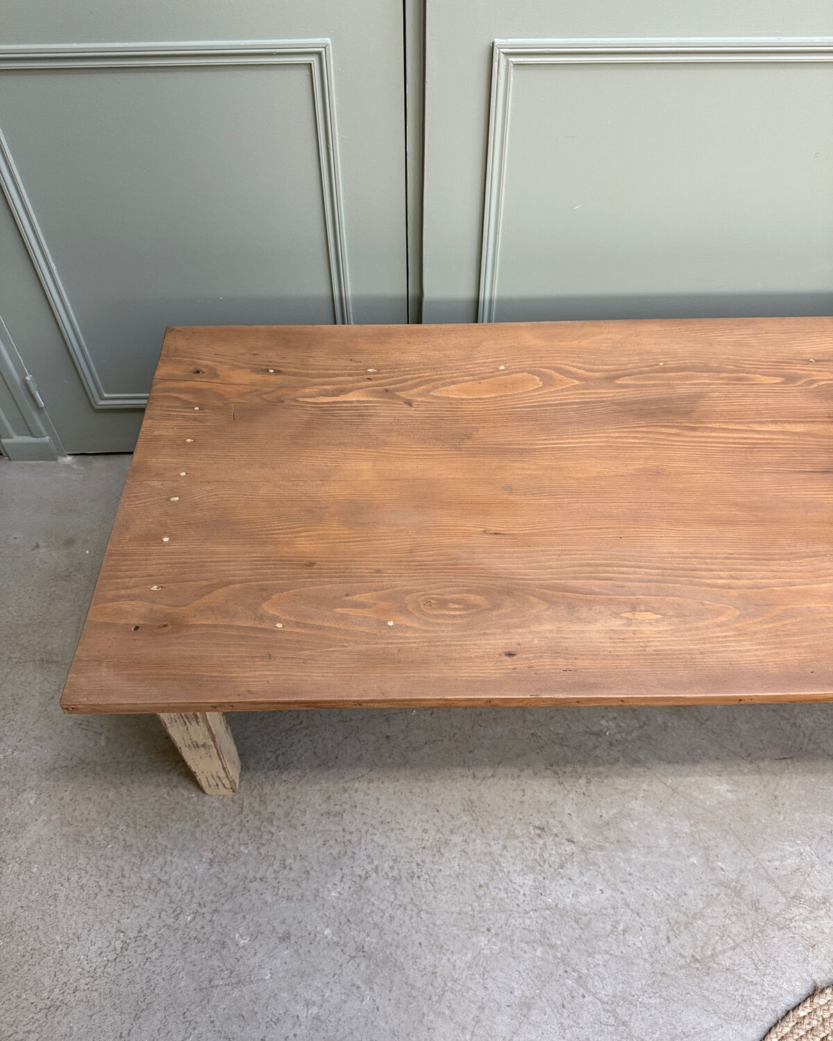 Large patinated farmhouse coffee table