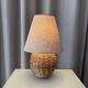 Vintage Woven Rattan Table Lamp with Linen Shade
