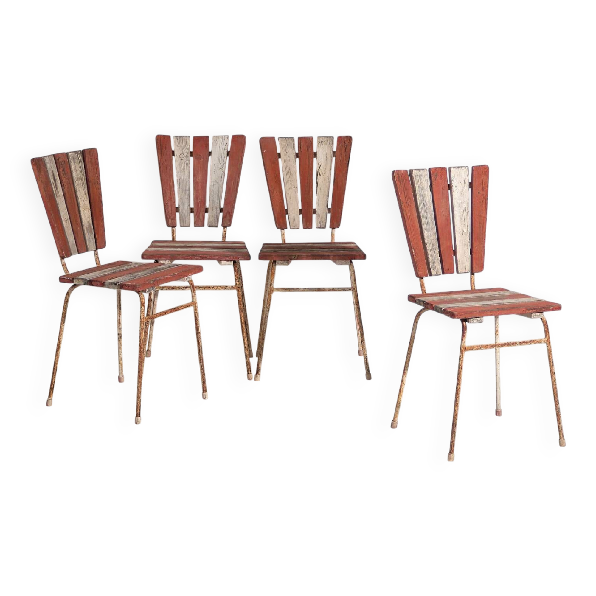 Antique red garden chairs (c.1920). Set of 4 pieces #31