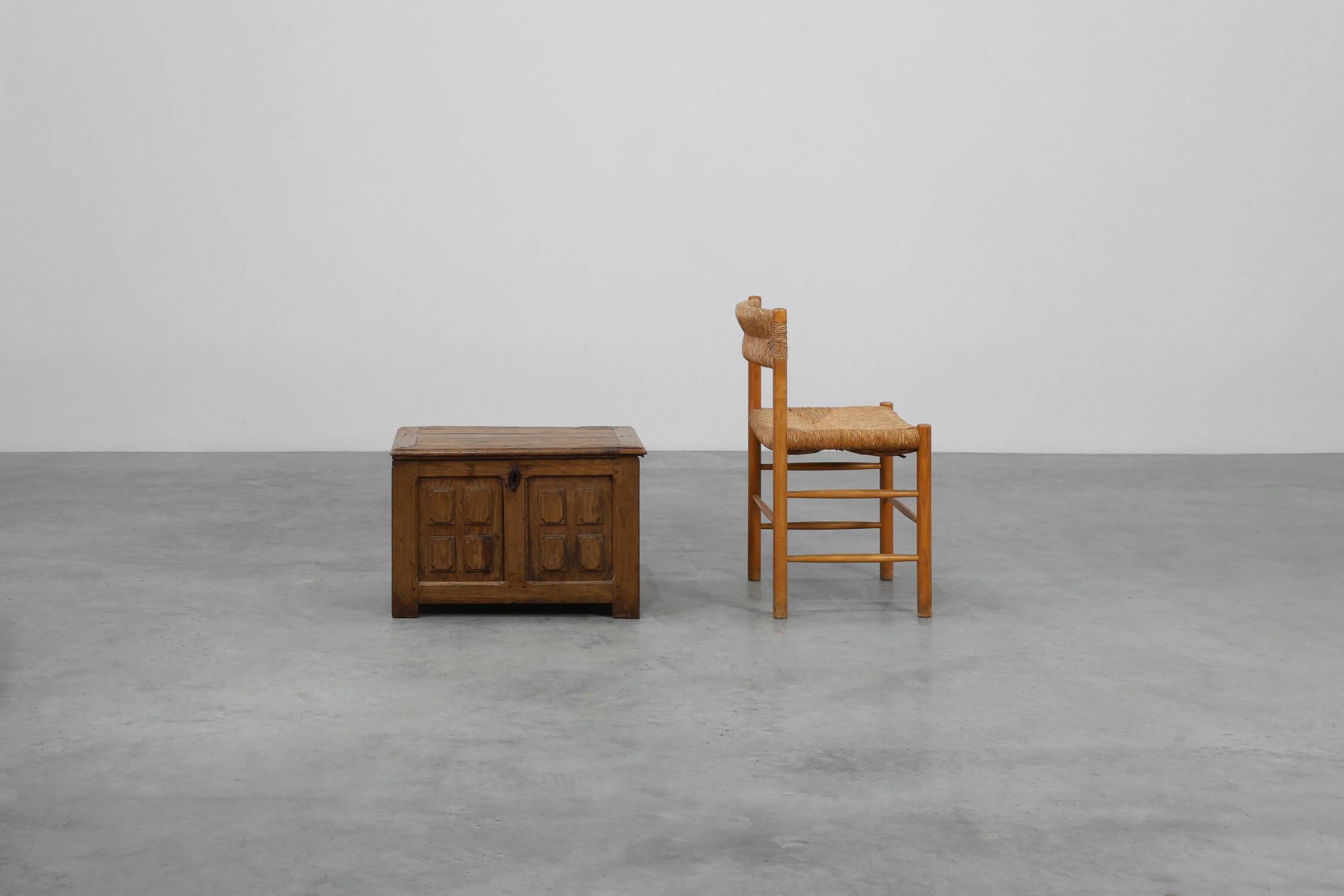 Rustic Oak paneled Trunk or chest, France 18th Century