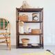 Etagère, bibliothèque en bois et rotin