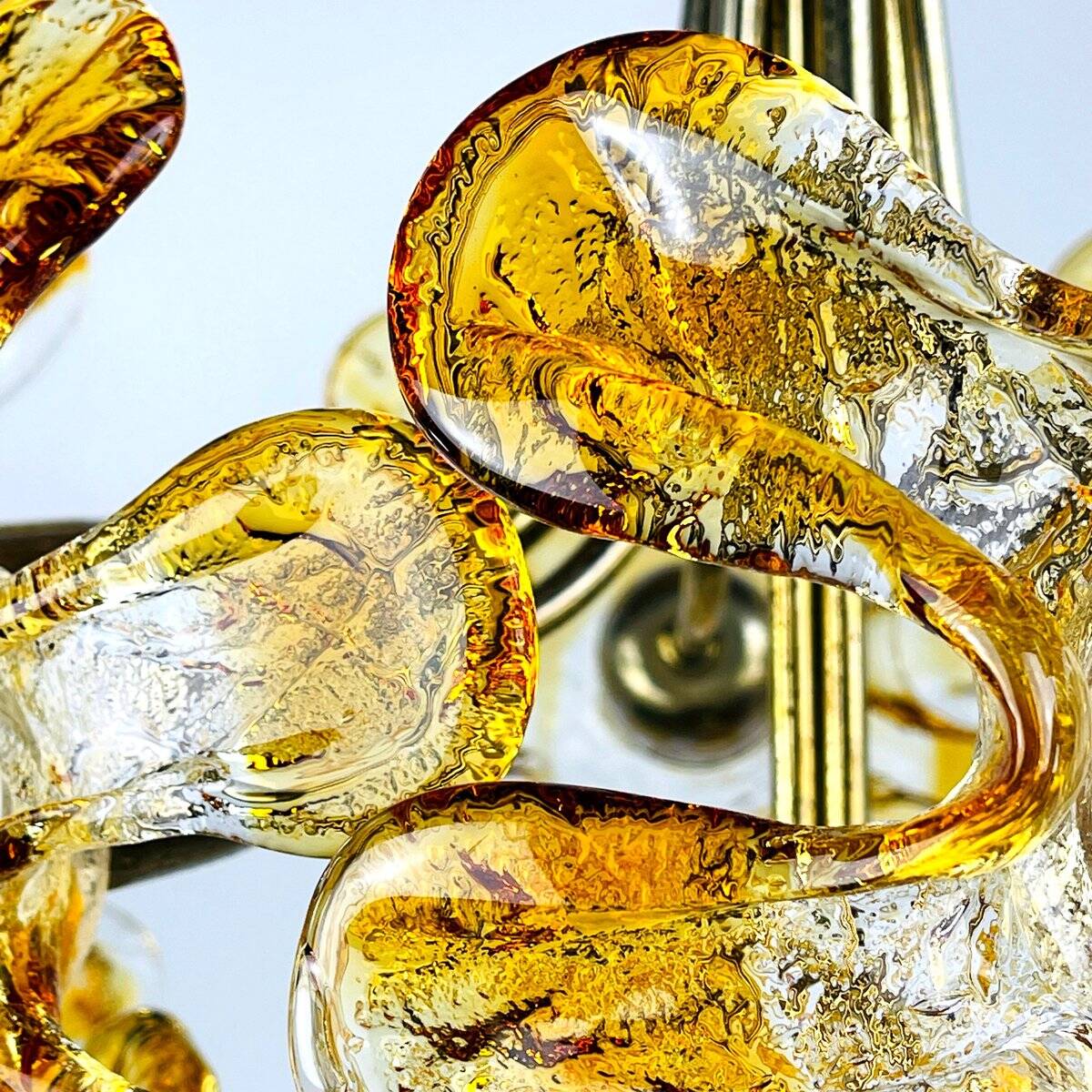 Mid-Century Murano Amber Chandelier by Mazzega, Italy, 1970s