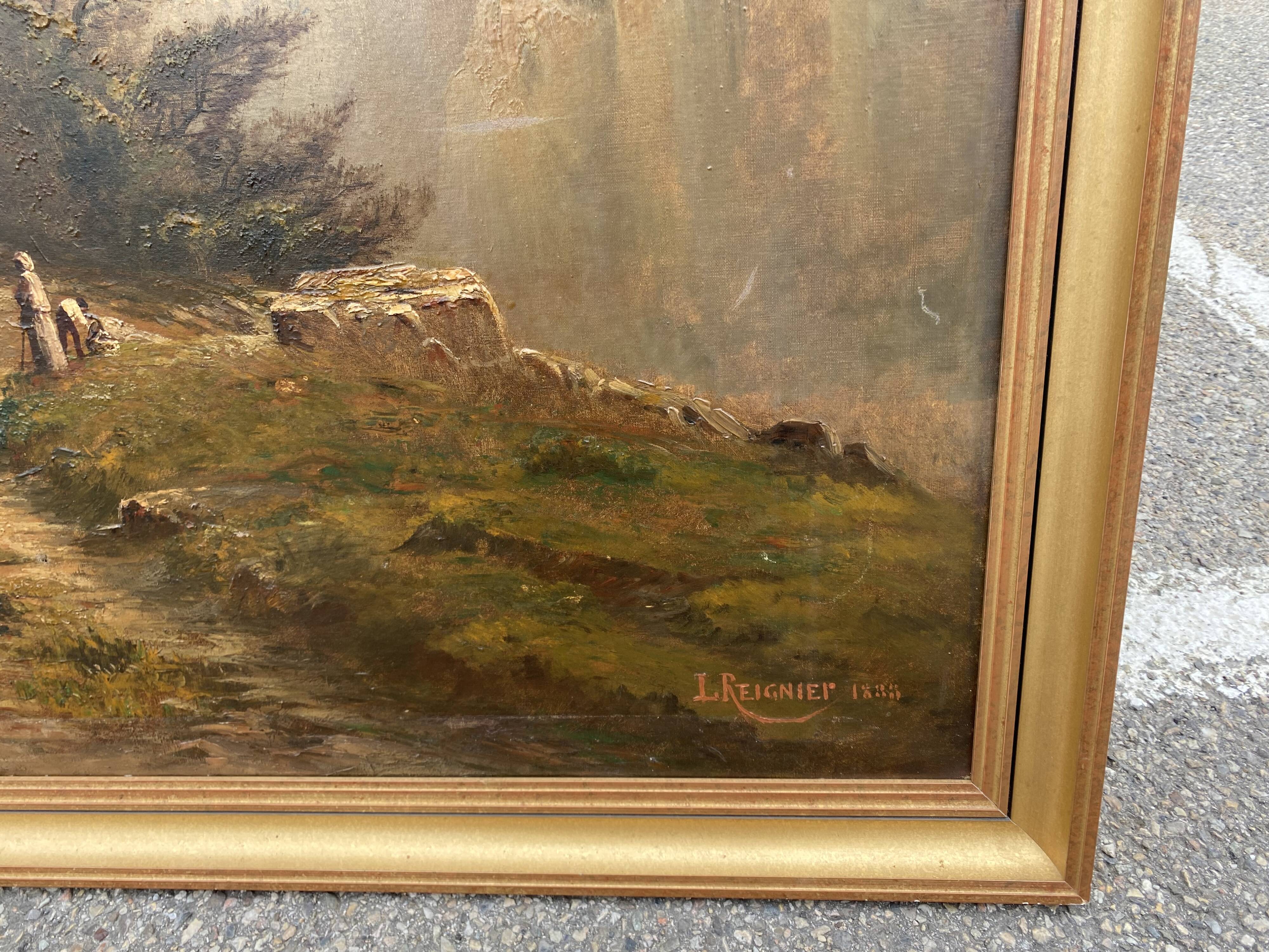 Oil on canvas "mountain landscape" signed L. Reignier 1888