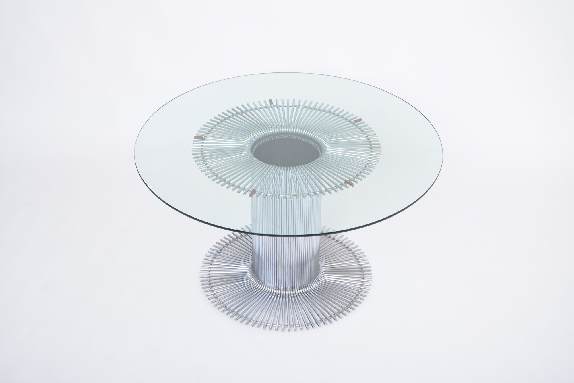 Table à manger italienne en métal chromé et verre