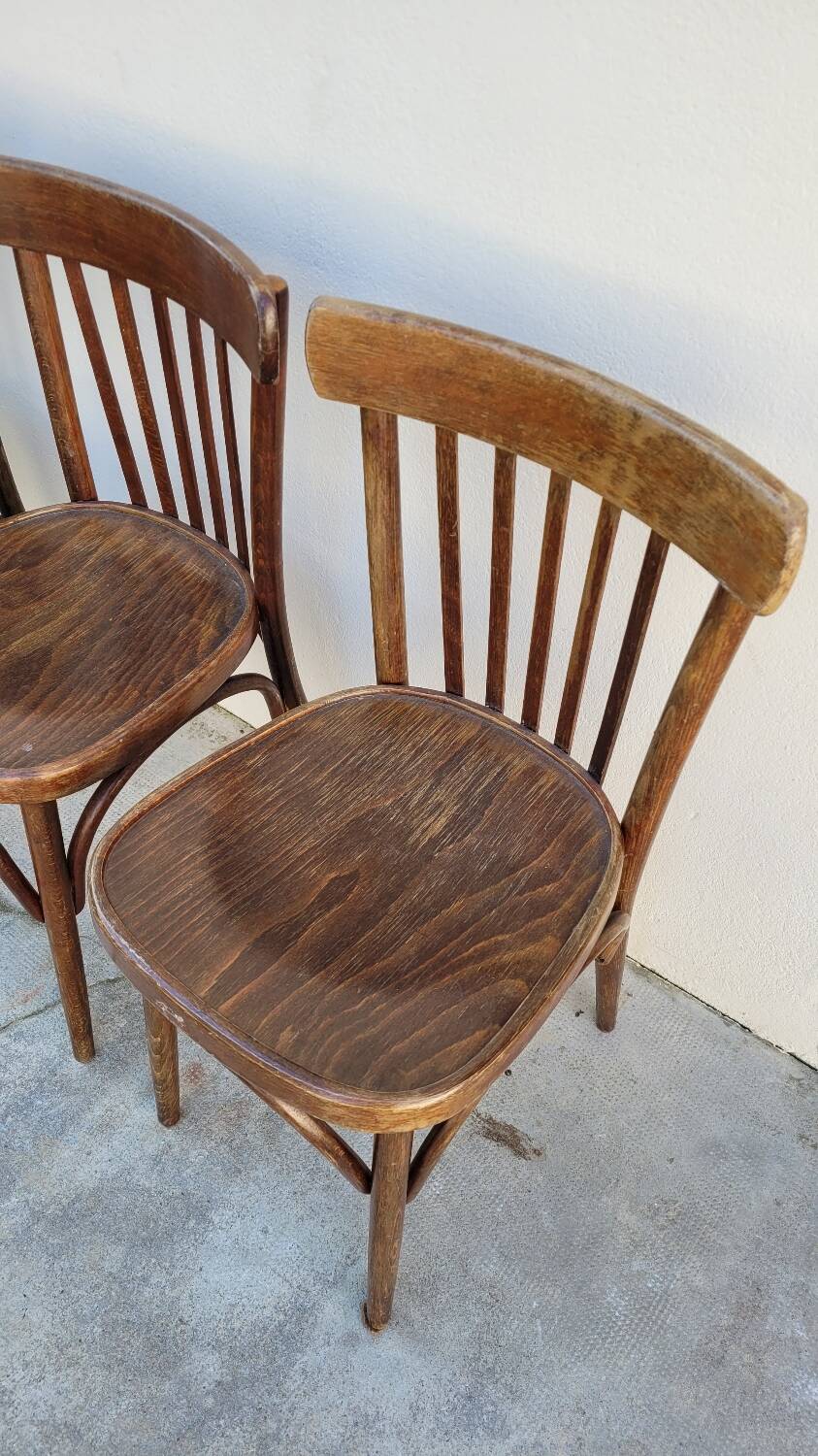 Set of 4 vintage Baumann style bistro restaurant chairs 1950s