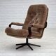 1970s, Danish swivel armchair, furniture corduroy, dark beech wood.