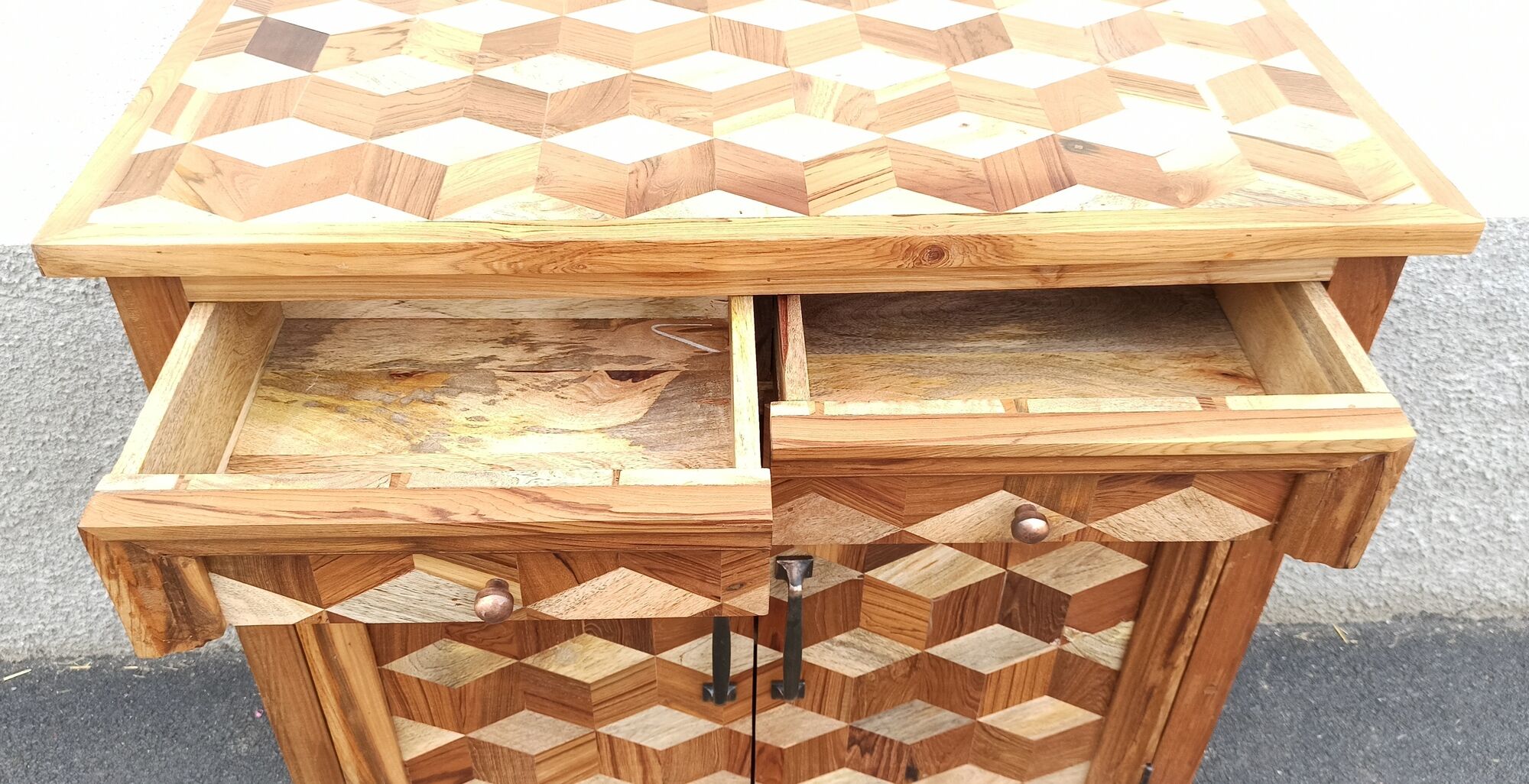 Chest of drawers wooden marquetry, two doors, two drawers