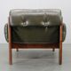 Fauteuil en cuir vert des années 70, Tchécoslovaquie.