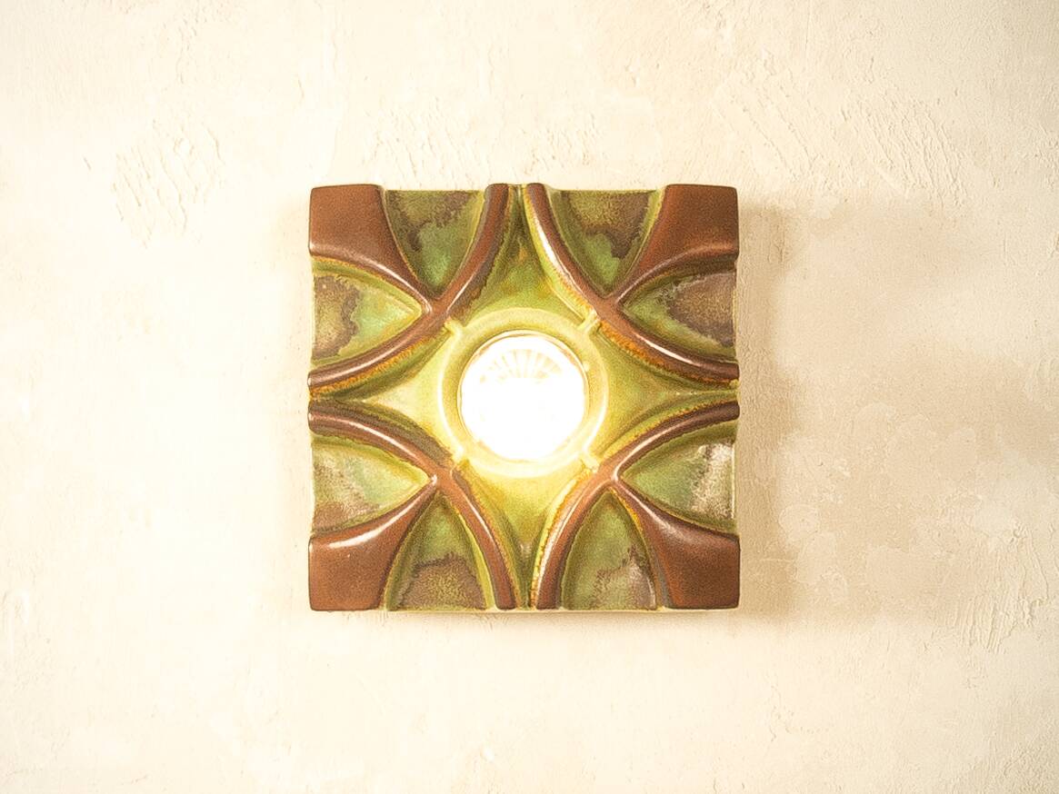 Ceramic wall lamp by Honsel, 1970s, Fat Lava glaze