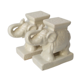 Serre-livres éléphants en céramique