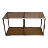 Coffee table 2 modules. Chrome and plexiglass. 1970. Space age.