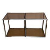 Table basse 2 modules. Chrome et plexiglas. 1970. Space age.