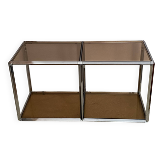 Coffee table 2 modules. Chrome and plexiglass. 1970. Space age.