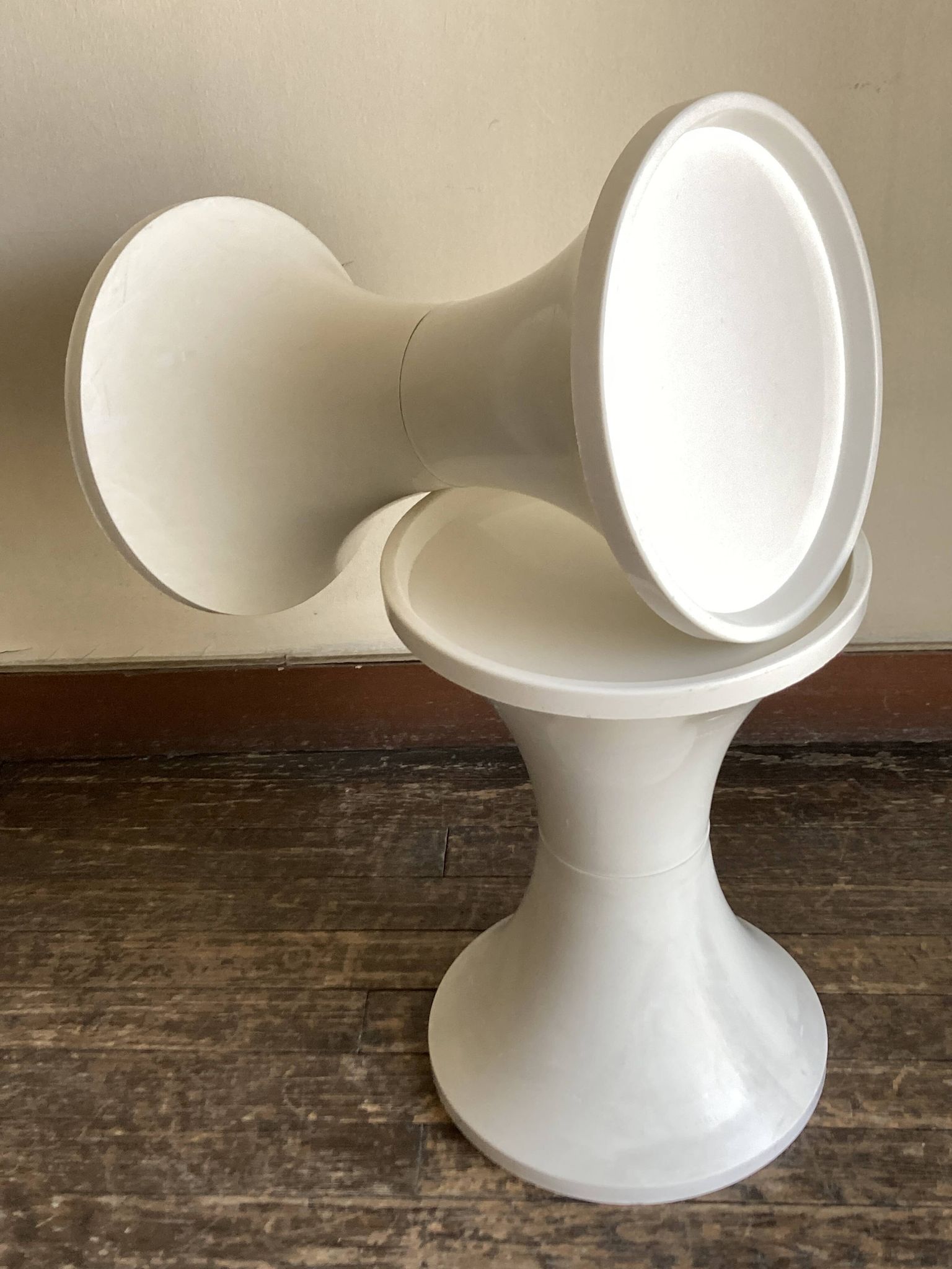 Paire de chevets Space Age en ABS blanc, 1970