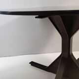 Vintage round ebonized walnut dining table mod. 522 by g. frattini for bernini