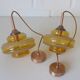 1 of 2 hand blown amber glass pendant lamp / redesign vintage hanging light