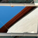 Vintage wooden turned mirror, white, rectangular, 1940s.