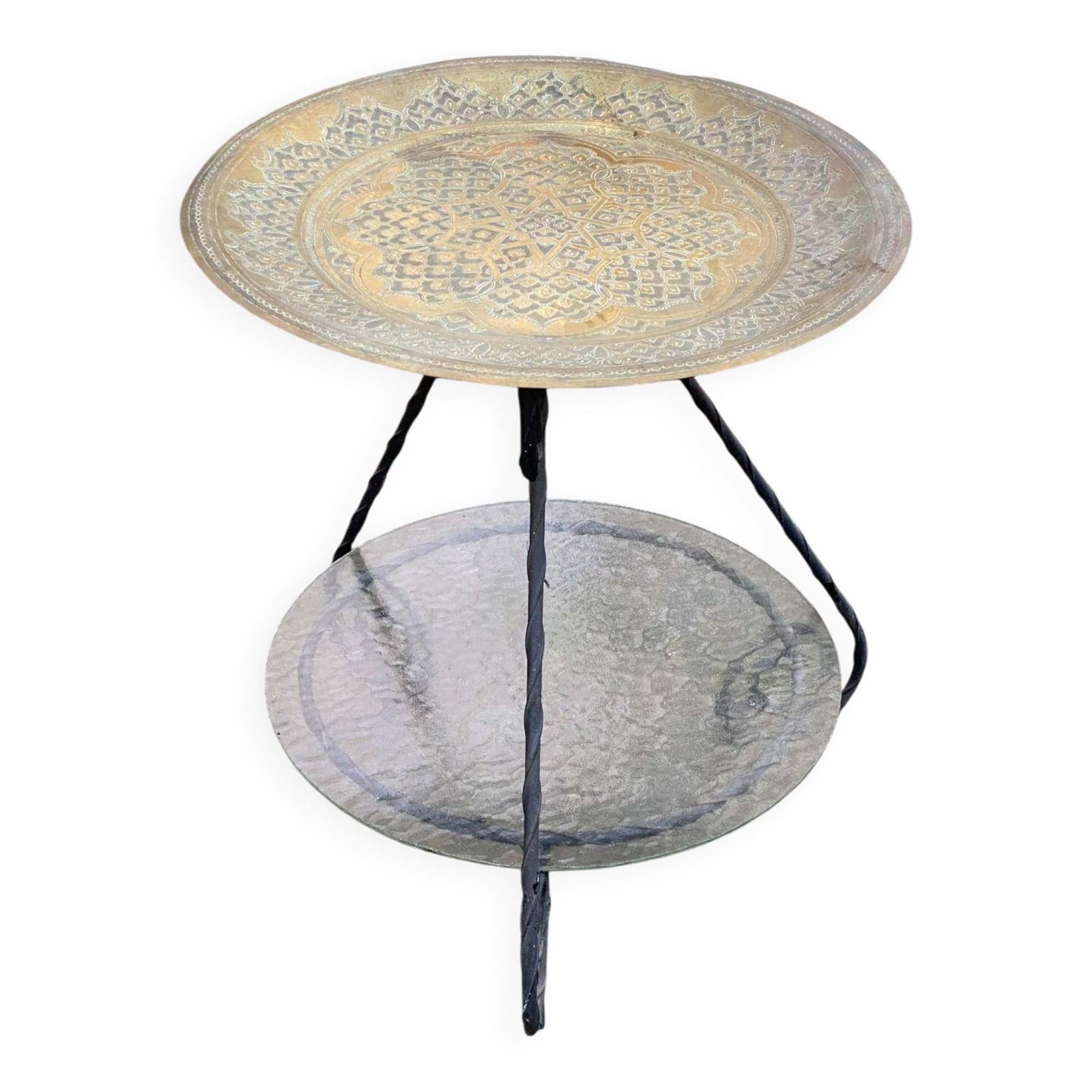 1970s round Moroccan side table