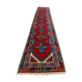 Turkish runner 490x88 cm tribal rug, red, beige, blue, vintage