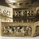 5-branched Jewish menorah/candlestick. Dedicated to mourning. In gilded bronze.