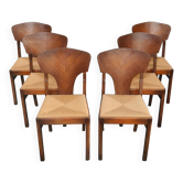 Suite de 6 chaises Art déco chêne massif