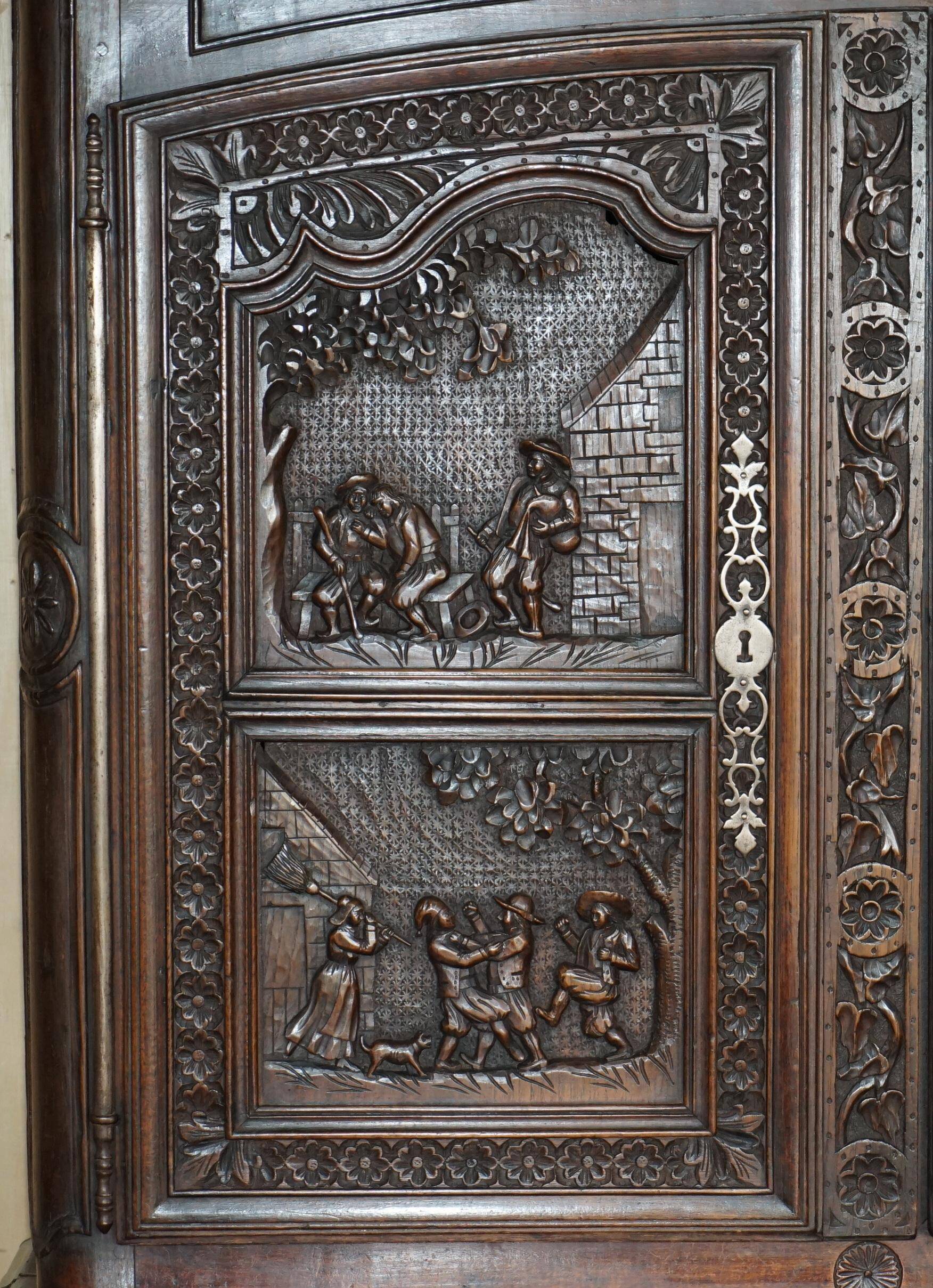 Antique Dutch carved placard, circa 1860.