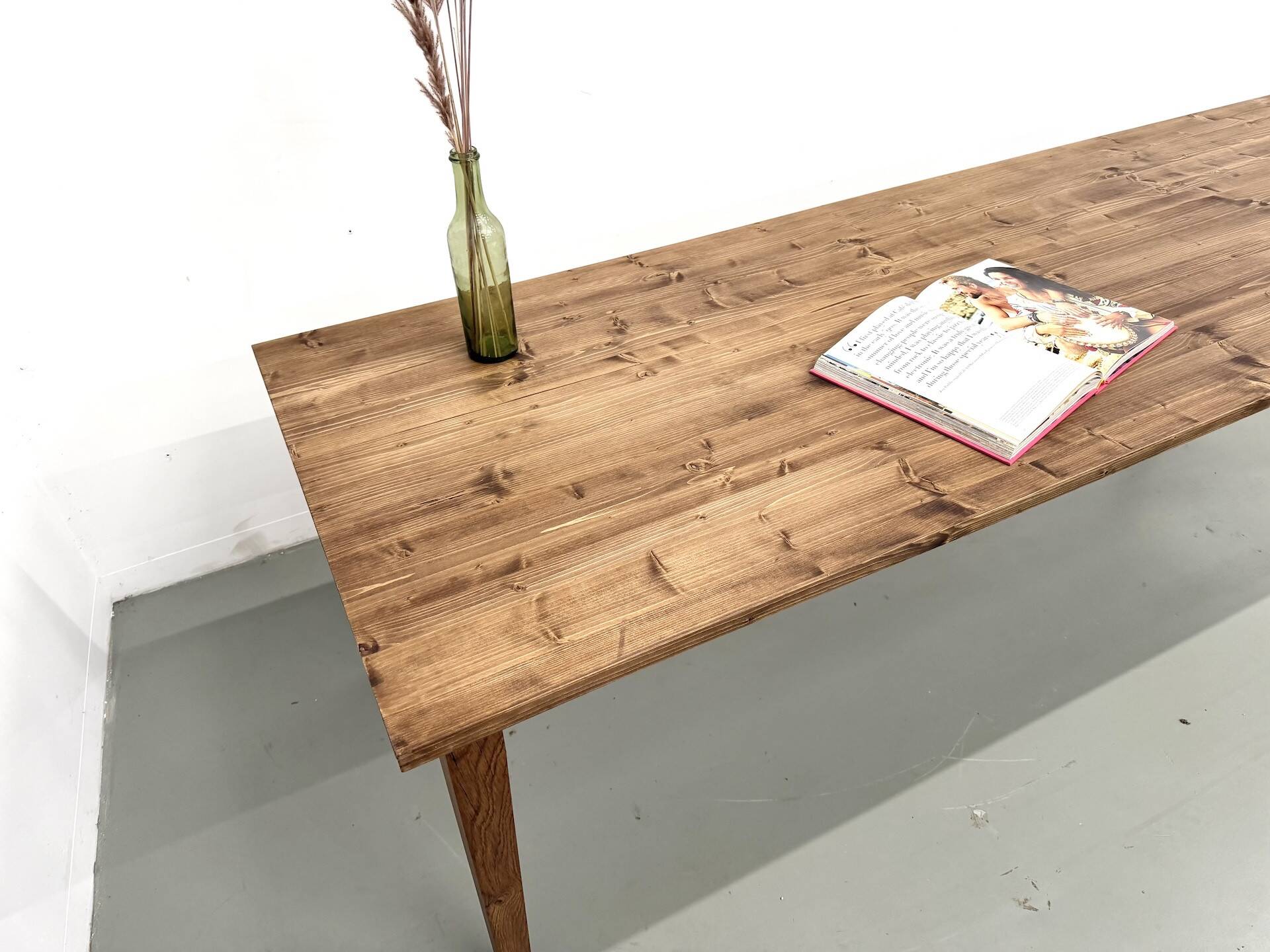Farm table with tapered legs, L 260 cm