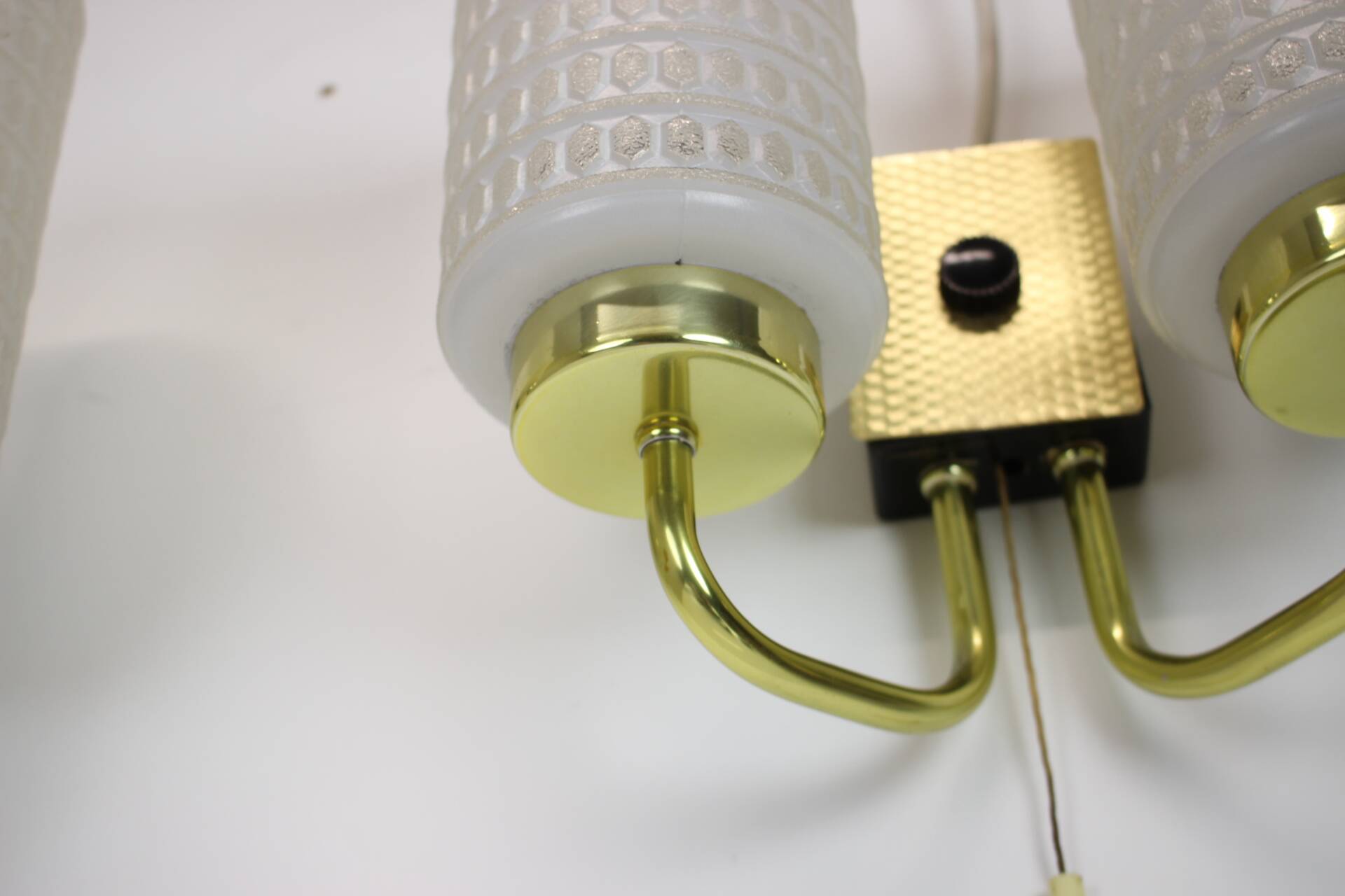 1970s Pair of Two Wall Lamps with Glass Shades, Germany