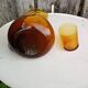 Old orangeade service blown glass carafe + 5 vintage verico glasses #a680