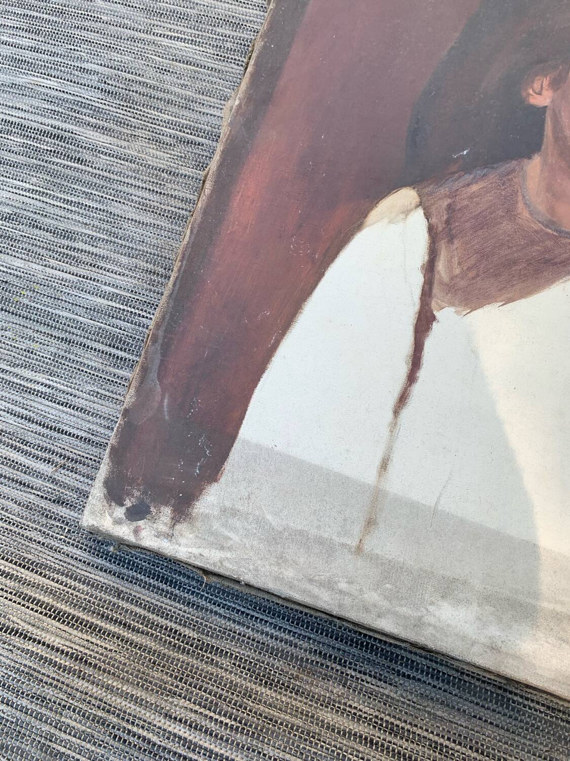 Portrait oil on old canvas