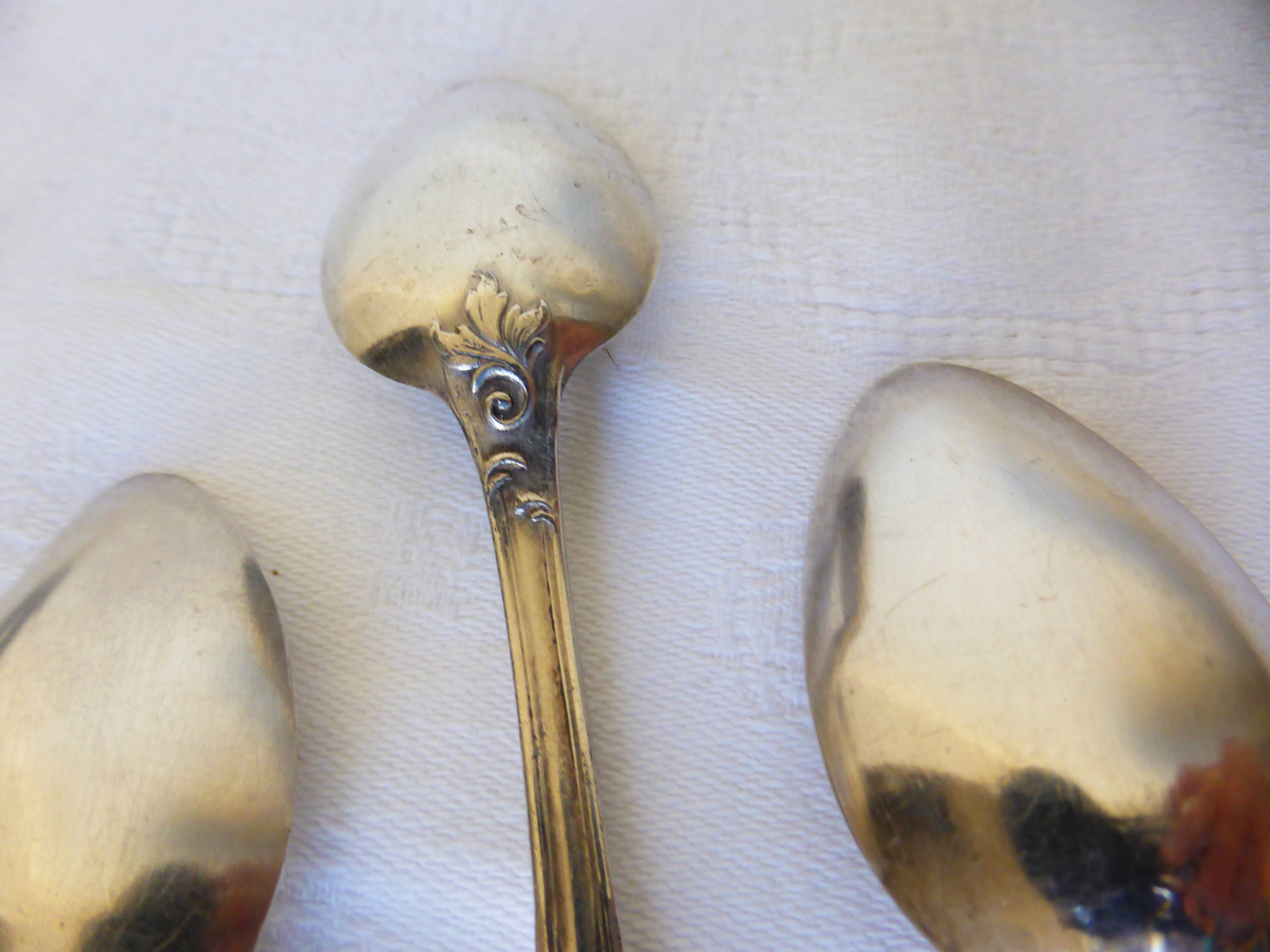 6 vintage teaspoons in silver metal punched 2106149