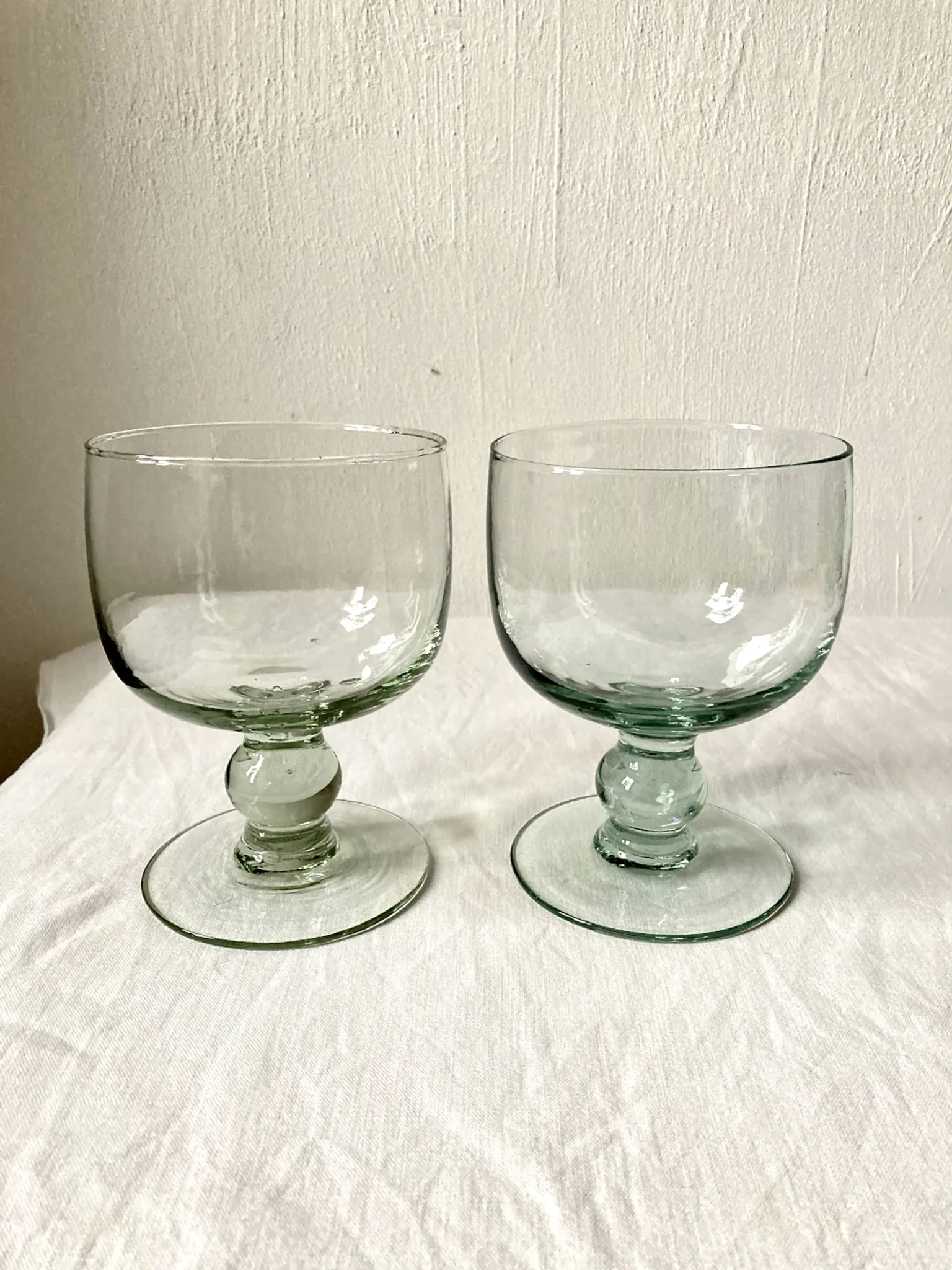 Pair of hand-blown glass goblets