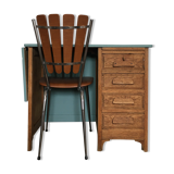 Bureau enfant vert de gris & bois