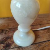 Old beige marbled stone lamp base - alabaster lamp