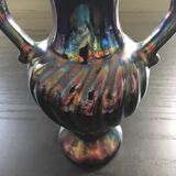 Iridescent black baroque vase