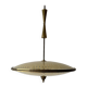 Large UFO design ceiling light in brass and printed glass, 1950s, Italy.