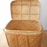 2 light wicker and bamboo chests
