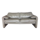 Two-seater Maralunga sofa in olive green leather.