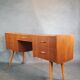 Vintage teak desk with 5 drawers, Restored, Norway 1960