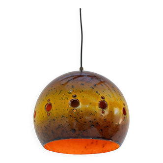Vintage Enameled Pendant Lamp attributed to Hustadt Leuchten 1970s