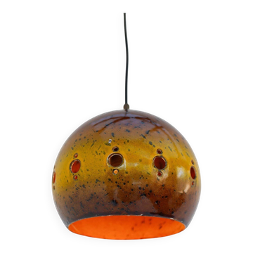 Vintage Enameled Pendant Lamp attributed to Hustadt Leuchten 1970s