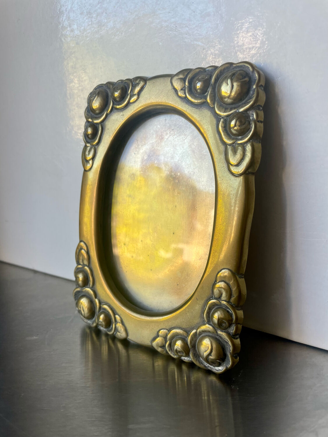 Art nouveau brass picture frame