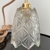 Vintage tulip pendant lamp in molded glass