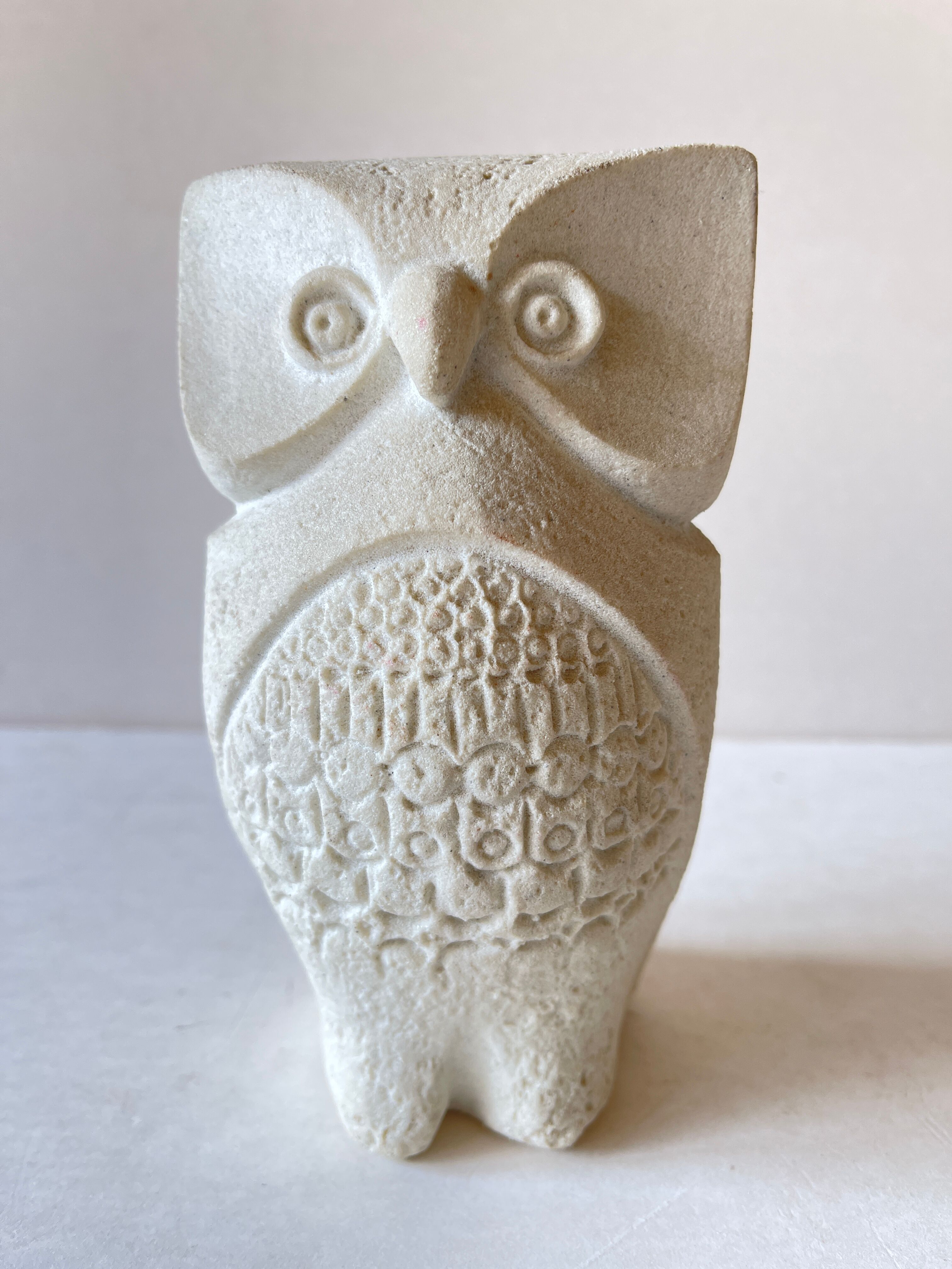 Stone owl Marbell Art year 70 , paper press
