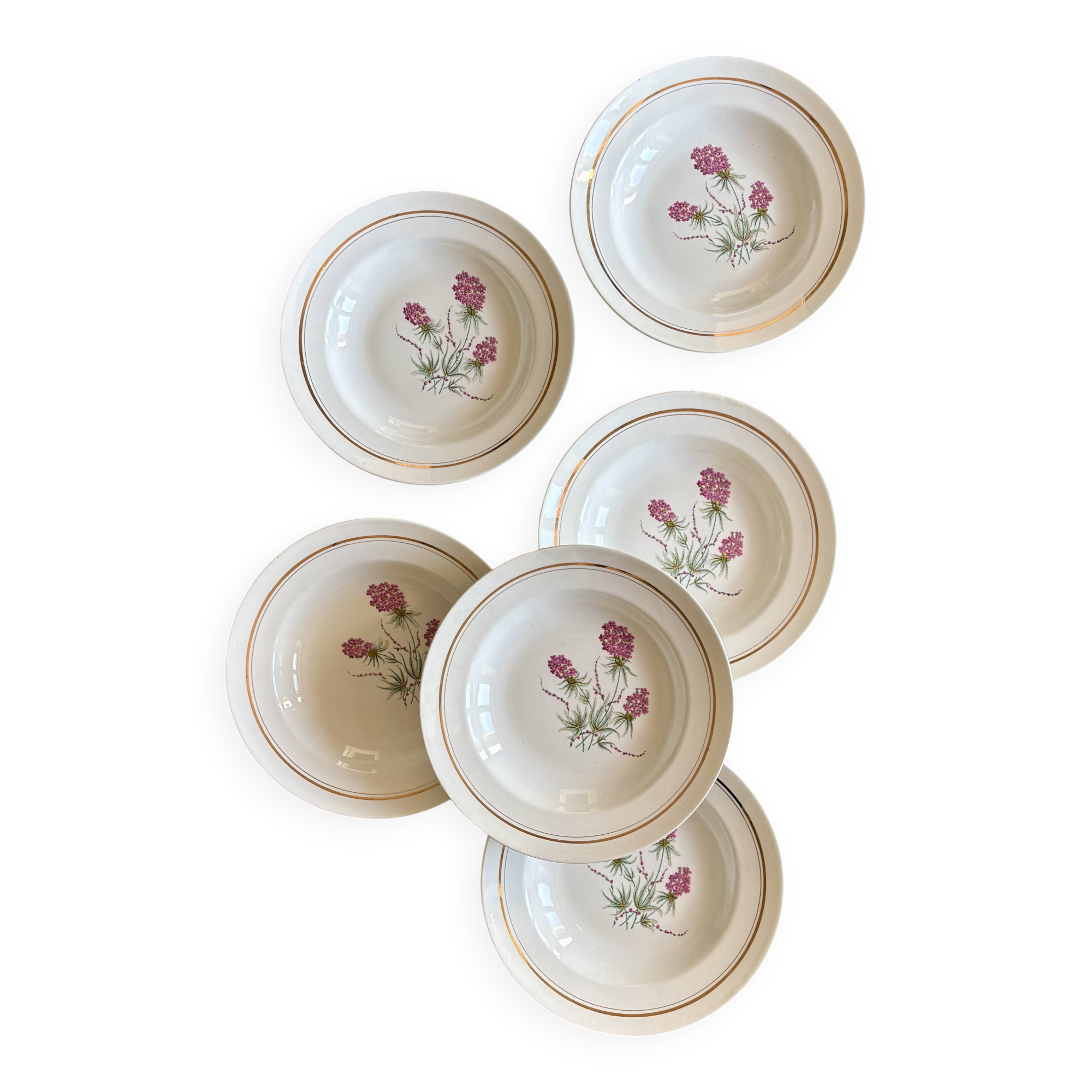 Set of 6 vintage deep plates - Moulin des Loups