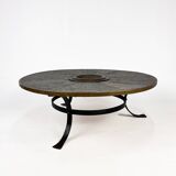 Grande Table Basse Brutaliste en Acier et Ardoise, 1960s
