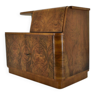 Art Deco cabinet from 1940 made of walnut for UP Závody, Czechoslovakia.