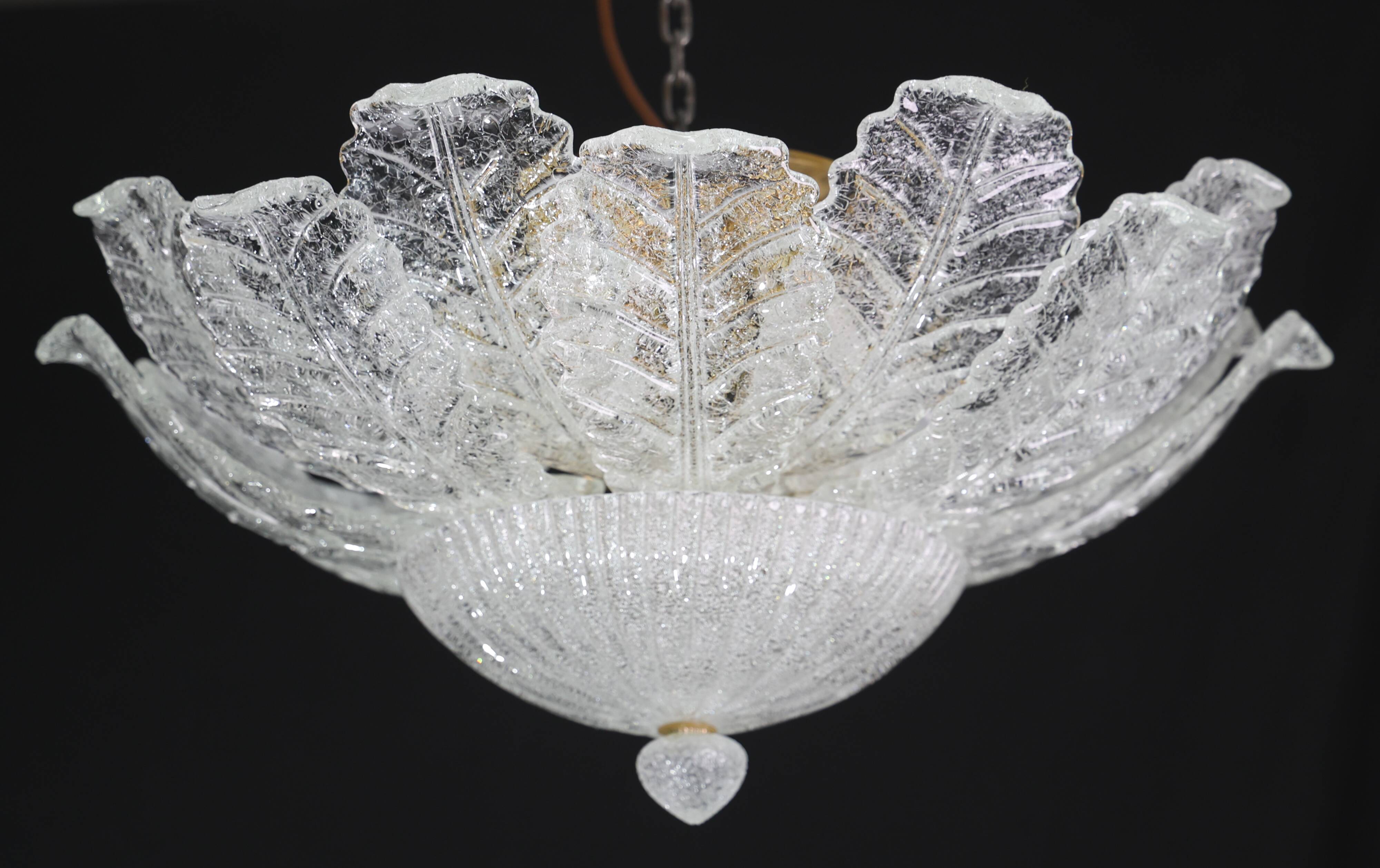 Procida, Murano Clear trasparent Vintage Glass Ceiling Light, 1970s