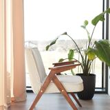 Vintage Lounge Chair Grey White Bouclè, Scandinavian Design