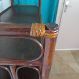 Support buffet bibus woven rattan 2 doors in caning - vintage 60s/70s